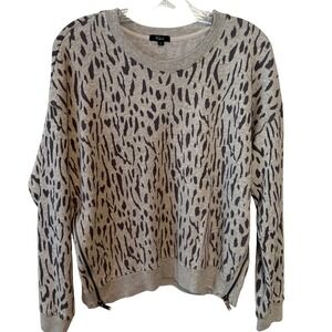 Rails Women's Grey Animal Print Marlo Sweatshirt with Zipper Detail in Size M